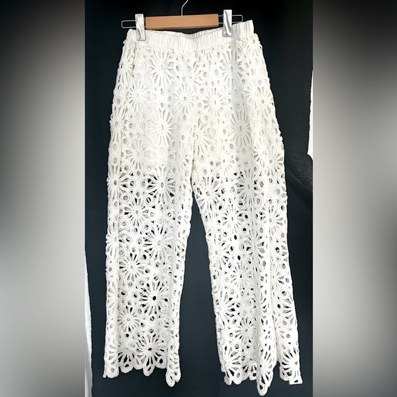 Cropped lace pants in white, NWOT - Picture 1 of 4